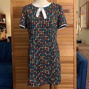 Vintage 80s Rainbow Dress Mrs Frizzle Large